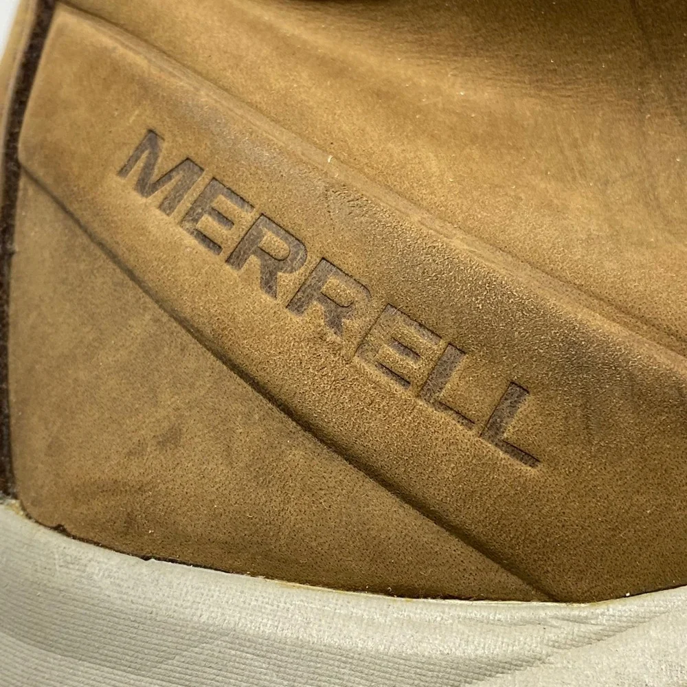 Merrell Ontario Mid Waterproof Hiking Boots Brown Leather Red Lace J84903 Men 13